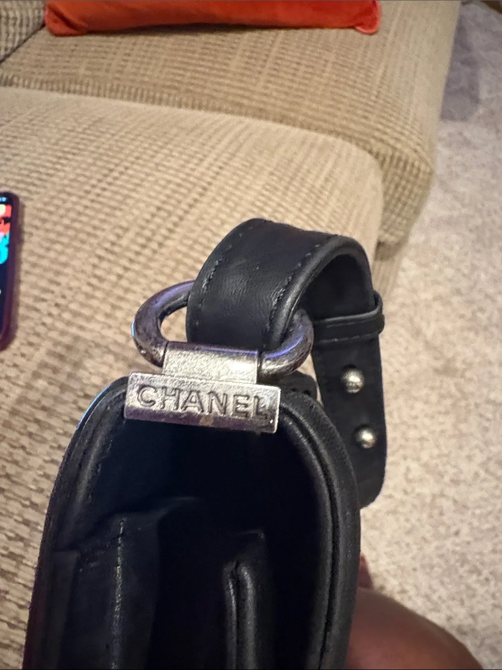 CHANEL Black Quilted Boy Crossbody with Silver CC Lock